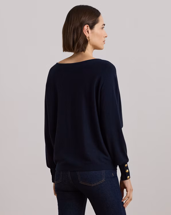 Cotton-Blend Dolman-Sleeve Jumper