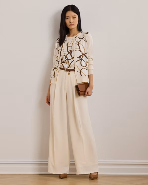 Belting-Print Cotton-Blend Cardigan