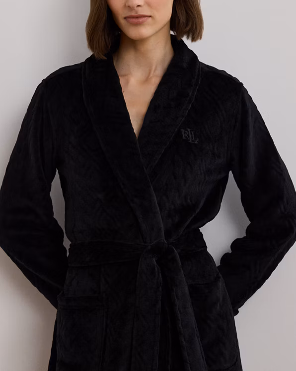 Aran-Clipped Shawl-Collar Robe