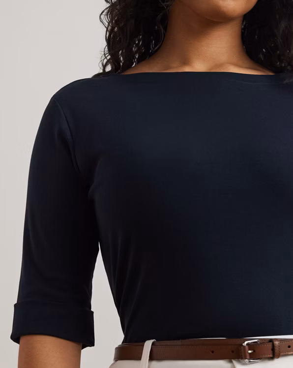 Stretch Cotton Boatneck Top