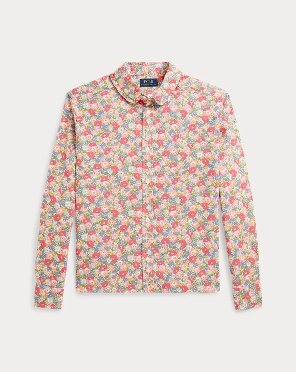 Floral Linen-Cotton Boxy Shirt
