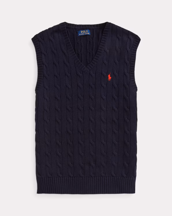 Cable-Knit Cotton Sleeveless Jumper