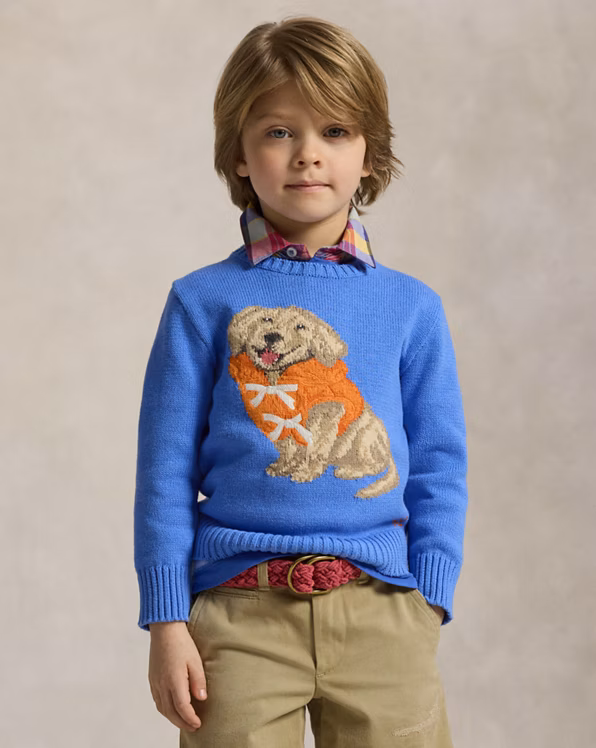 Dog-Intarsia Cotton Jumper