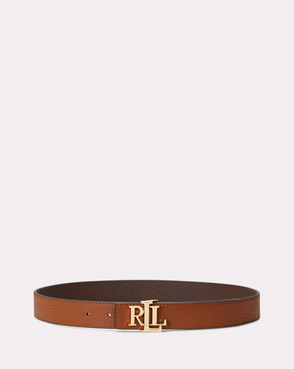 Logo Reversible Pebbled Leather Belt