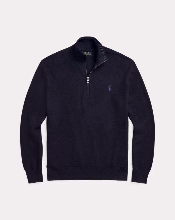 Mesh-Knit Cotton Quarter-Zip Jumper