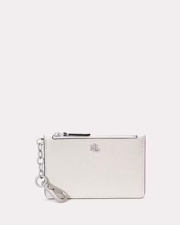 Crosshatch Leather Zip Card Case