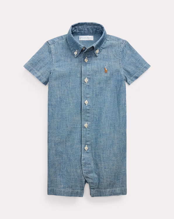Indigo Cotton Chambray Shortall