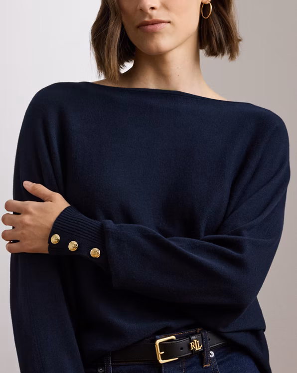 Cotton-Blend Dolman-Sleeve Jumper
