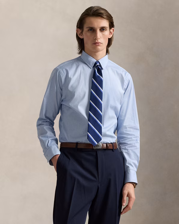 Classic Fit Striped Poplin Shirt