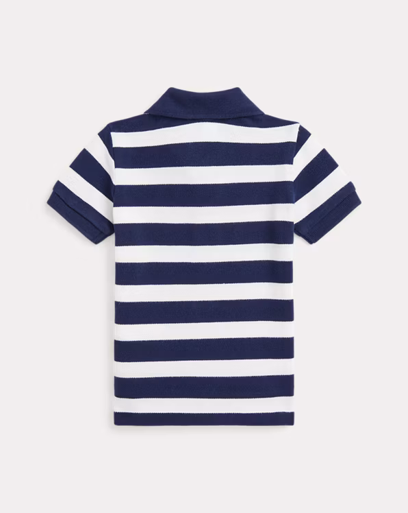 Striped Cotton Mesh Polo Shirt