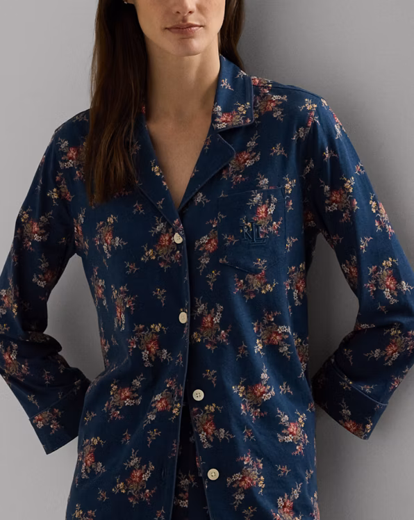 Floral Cotton-Blend Jersey Sleep Set