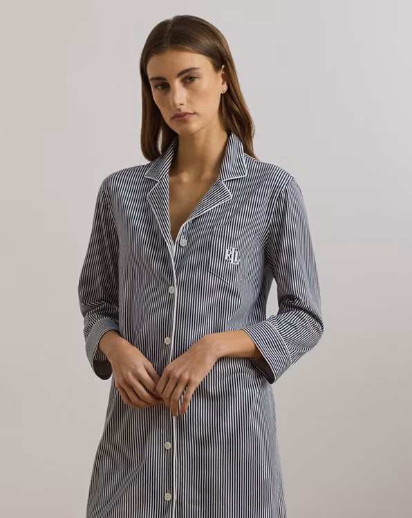 Striped Cotton Jersey Sleep Shirt