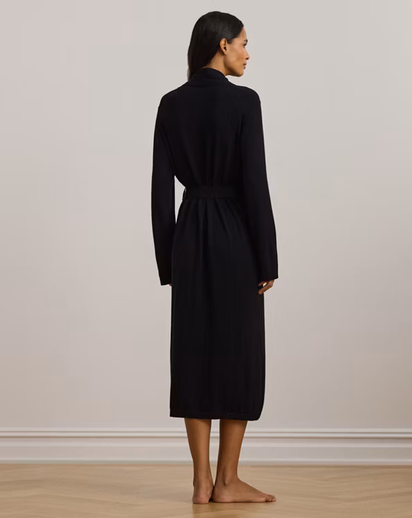 Belted Cotton-Cashmere Knit Robe