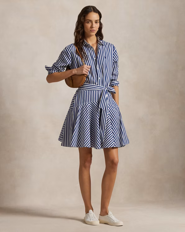 Striped Cotton Panelled Shirtdress
