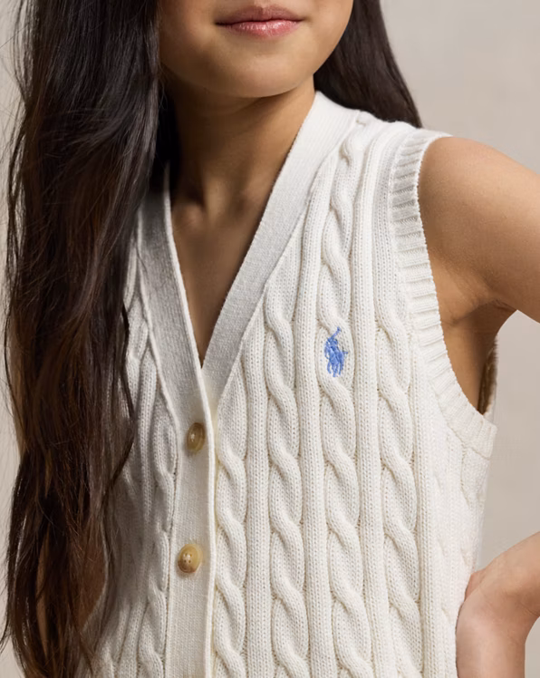 Cable-Knit Cotton Sleeveless Jumper
