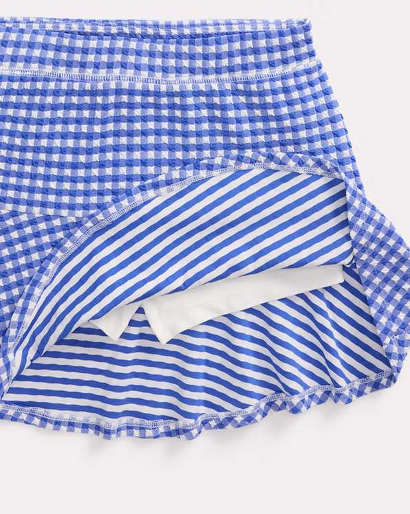 Gingham Double-Knit Top & Skort Set