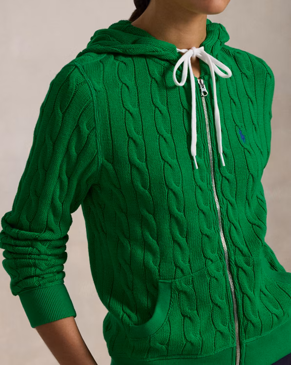 Cable-Knit Cotton Full-Zip Hoodie
