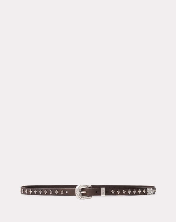 Studded Leather Slim Belt
