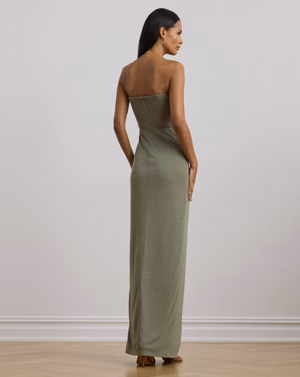 Pleated Jersey Strapless Gown