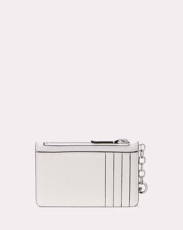 Crosshatch Leather Zip Card Case