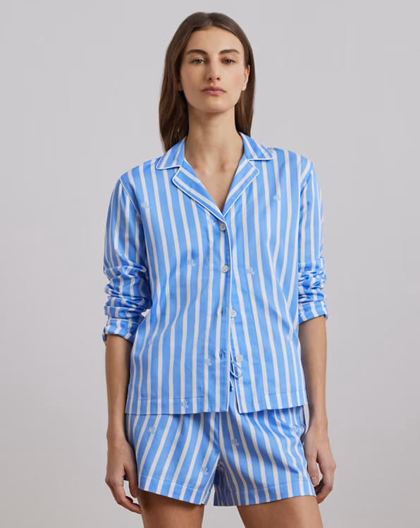 Logo Striped Sateen Boxer Sleep Set