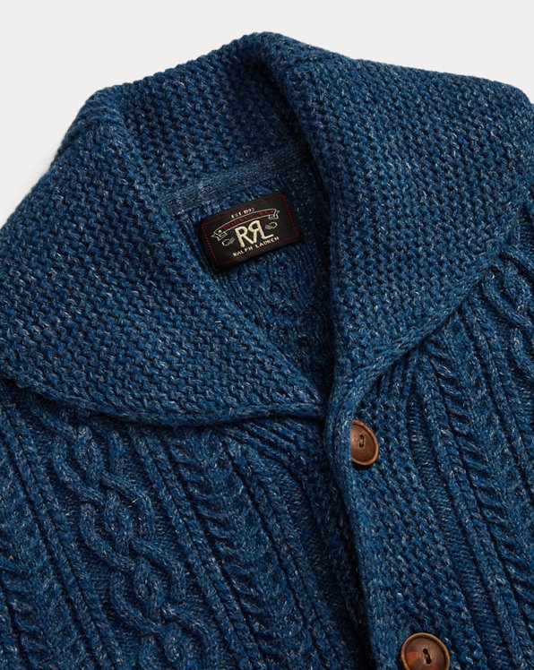 Cable Cotton-Wool Shawl Cardigan