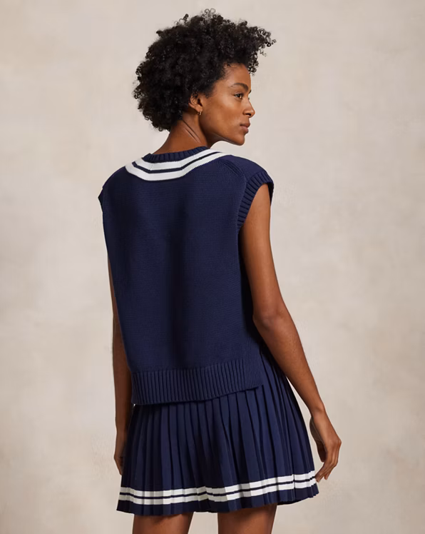 Cotton-Blend Sleeveless Cricket Jumper
