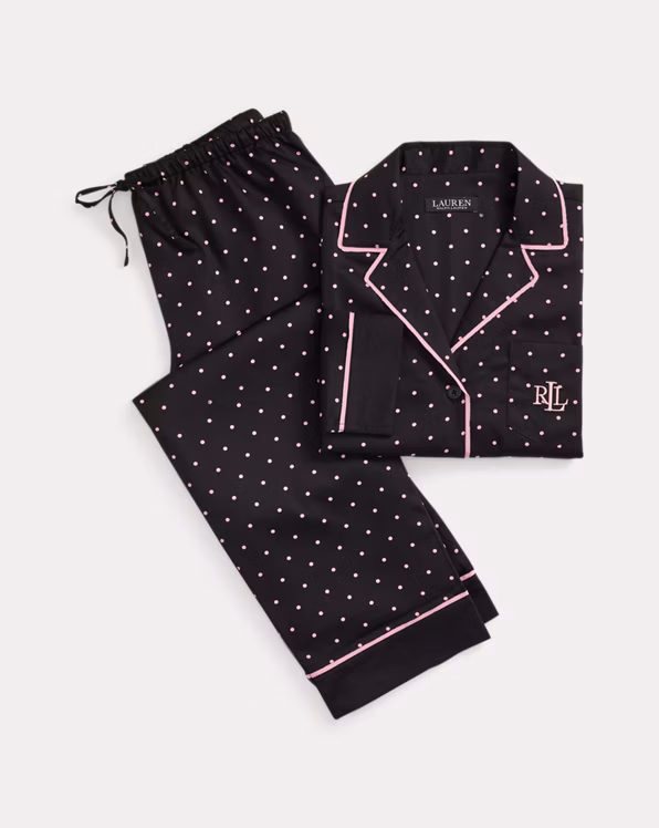 Polka-Dot Cotton-Blend Sateen Sleep Set