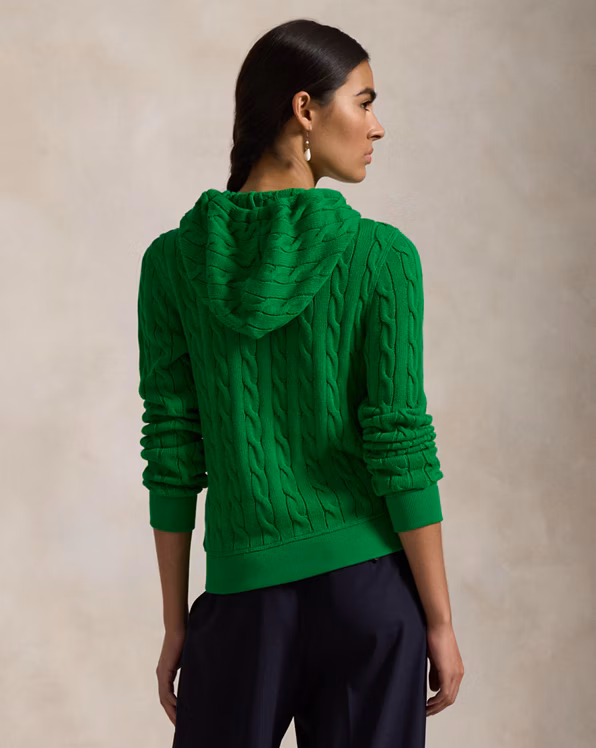 Cable-Knit Cotton Full-Zip Hoodie