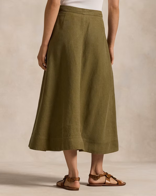 Hemp A-Line Midi Skirt