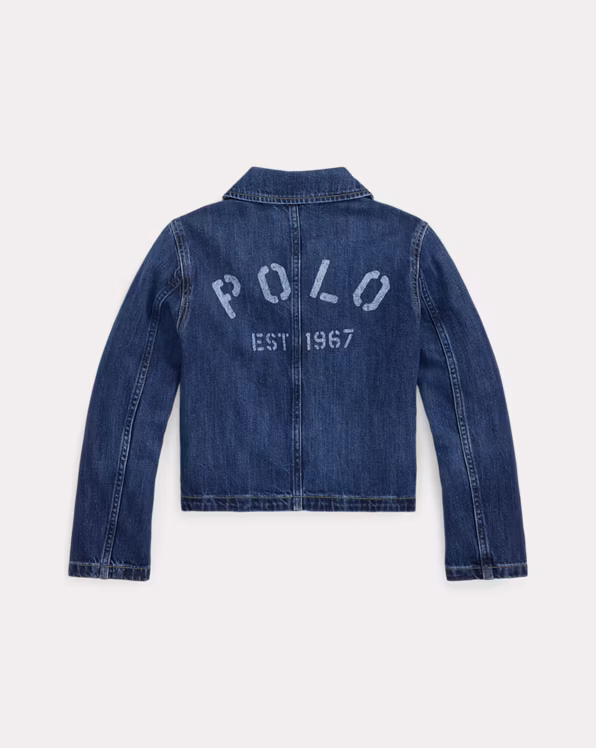 Logo Cotton Denim Boxy Jacket