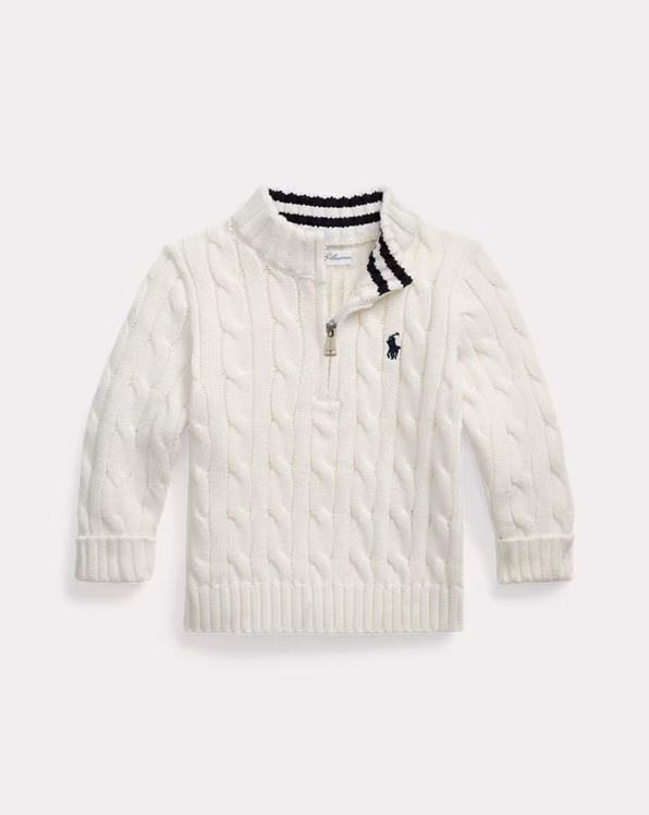 Cable-Knit Cotton Quarter-Zip Jumper