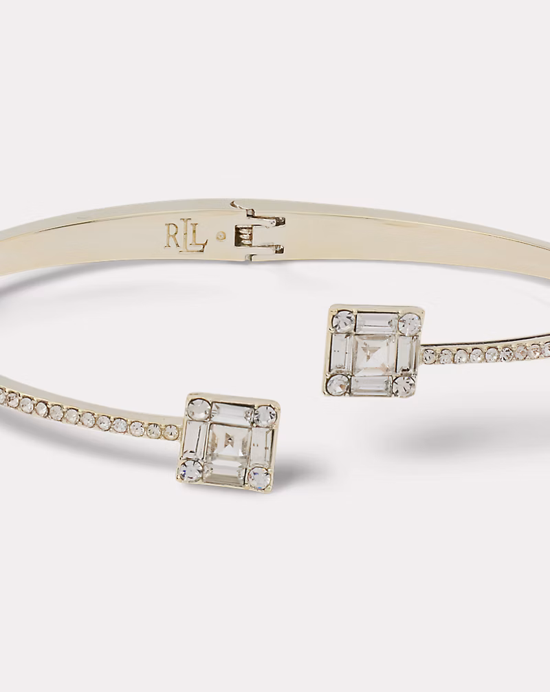 Pavé Silver-Plated Stone Hinge Bangle
