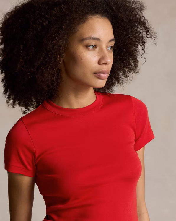 Slim Fit Rib-Knit Cotton Tee