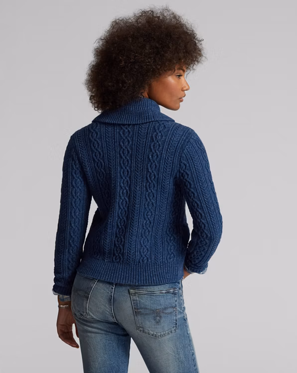 Cable Cotton-Wool Shawl Cardigan