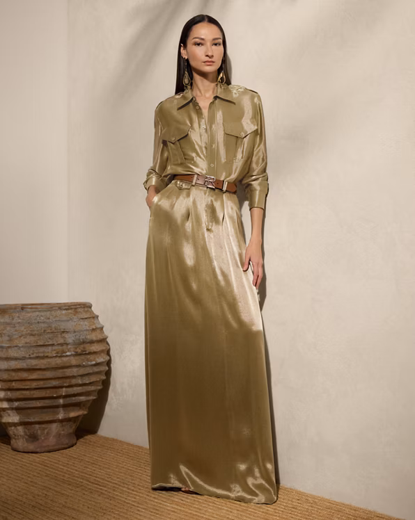 Demetrius Metallic Satin Maxiskirt