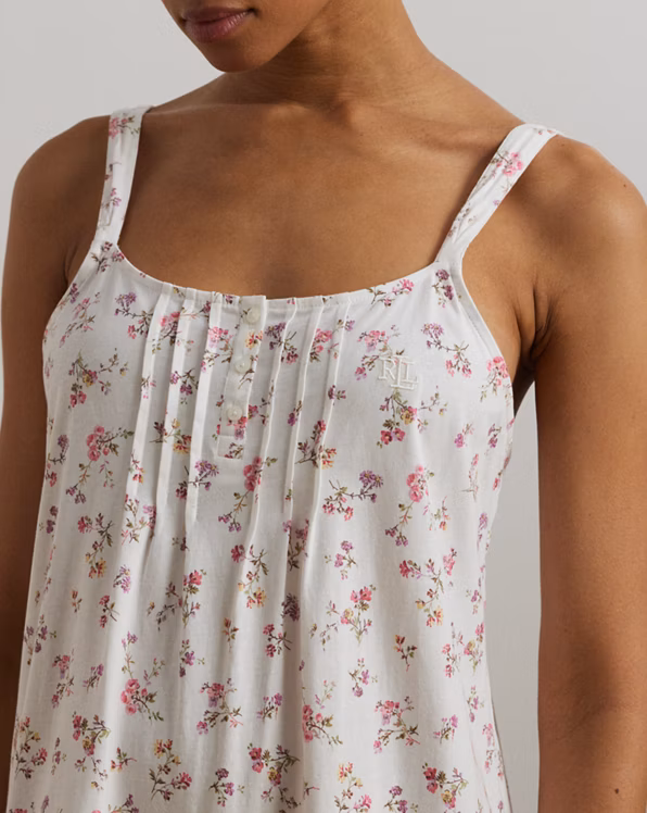 Floral Lace-Trim Jersey Nightgown