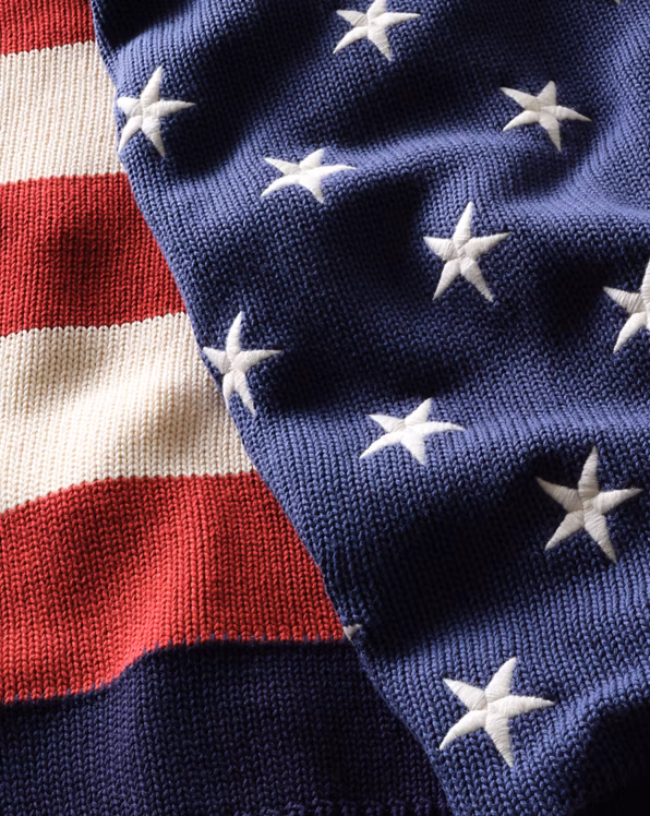 RL Flag Cotton Throw Blanket