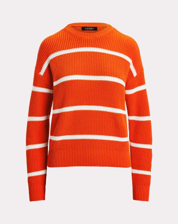 Striped Rib-Knit Cotton Crewneck Jumper