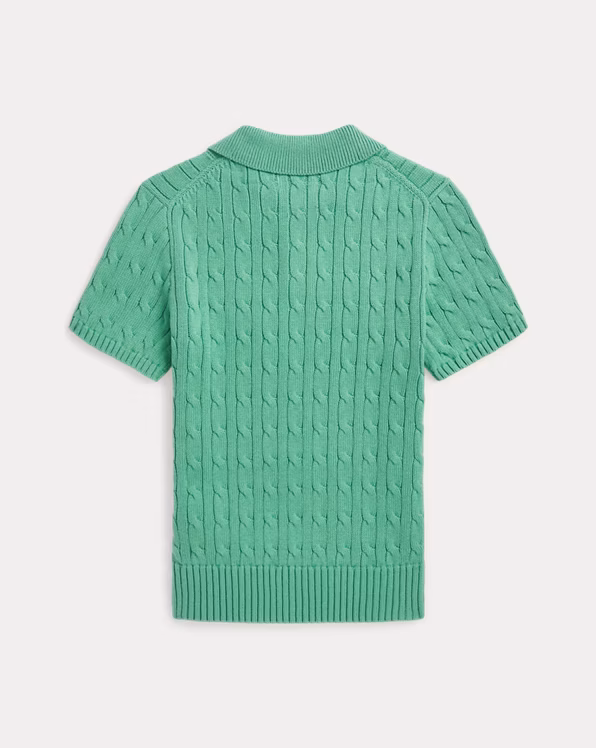 Cable-Knit Cotton Polo-Collar Jumper