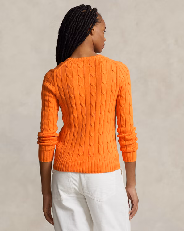 Cable-Knit Cotton V-Neck Jumper