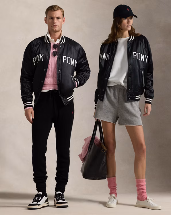 Pink Pony Satin Baseball Jacket