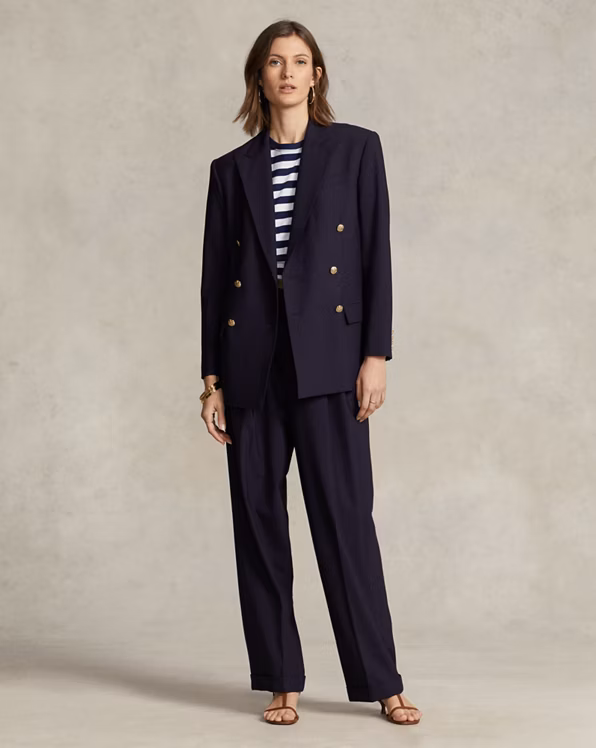 Double-Breasted Wool-Blend Blazer