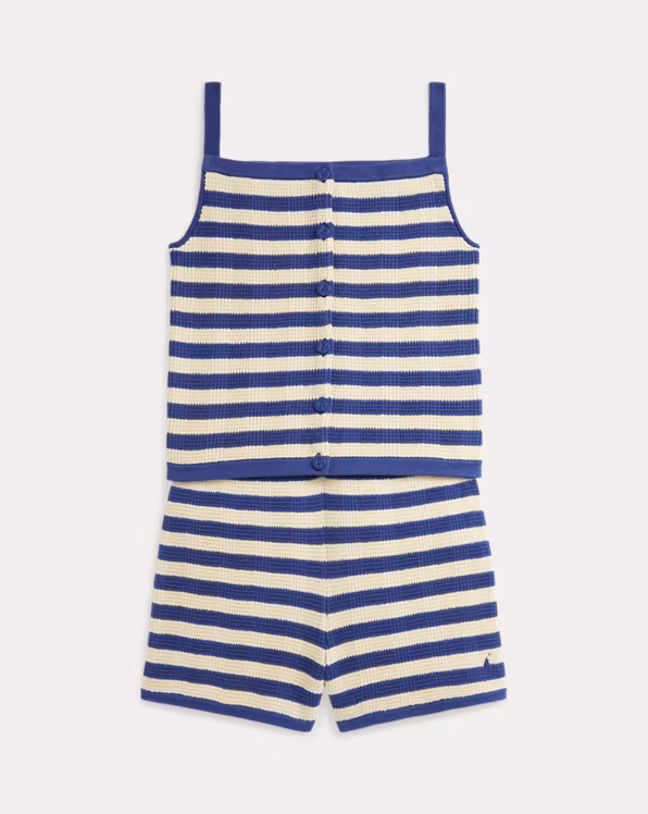 Striped Cotton Jumper Top & Short Set