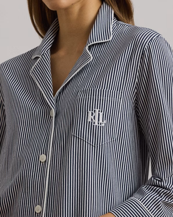Striped Cotton Jersey Sleep Shirt