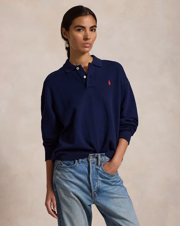 Polo-Collar Fleece Pullover