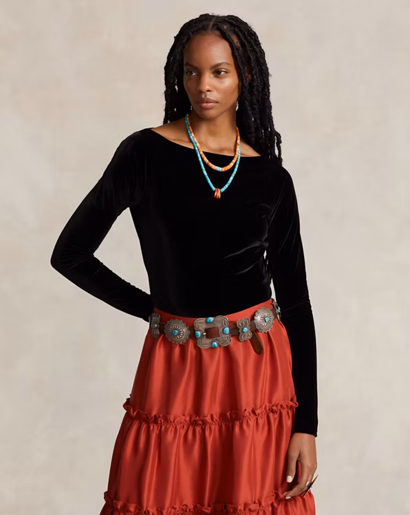 PRL x Naiomi Glasses Velvet Boatneck Top