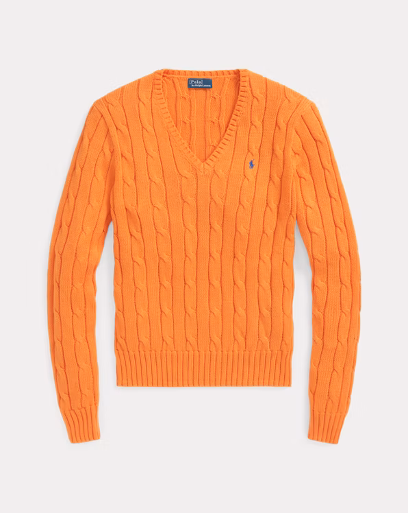 Cable-Knit Cotton V-Neck Jumper