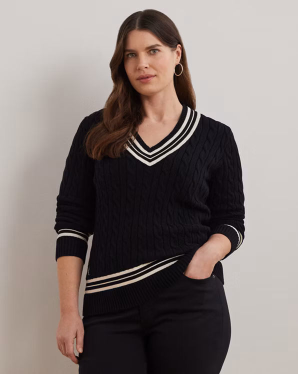 Cable-Knit Cotton Cricket Jumper