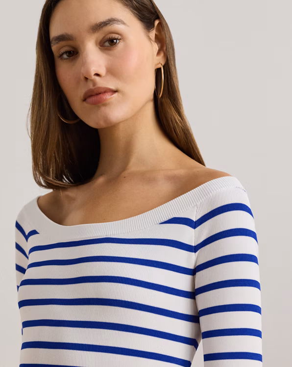Striped Ballet-Neck Jumper
